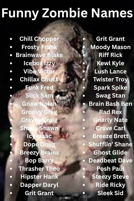 1000+ Unforgettable Funny Zombie Names List