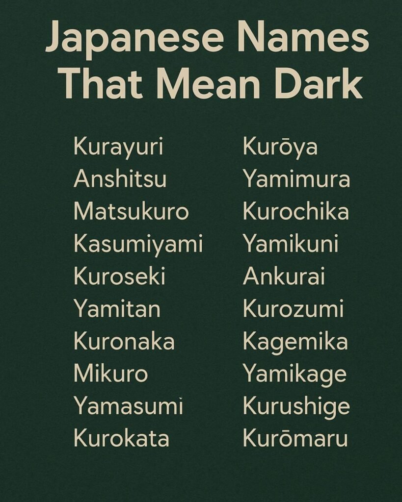1000+ Explore Japanese Names That Mean Dark