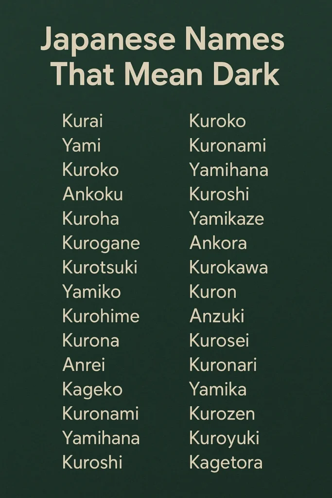 1000+ Explore Japanese Names That Mean Dark