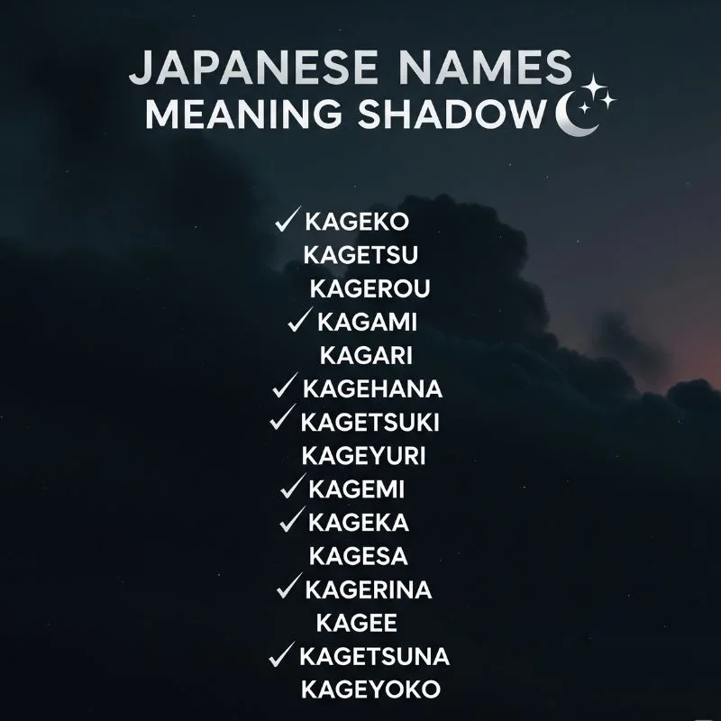 Kage and other shadow-related Japanese names beautifully illustrated in traditional Japanese style