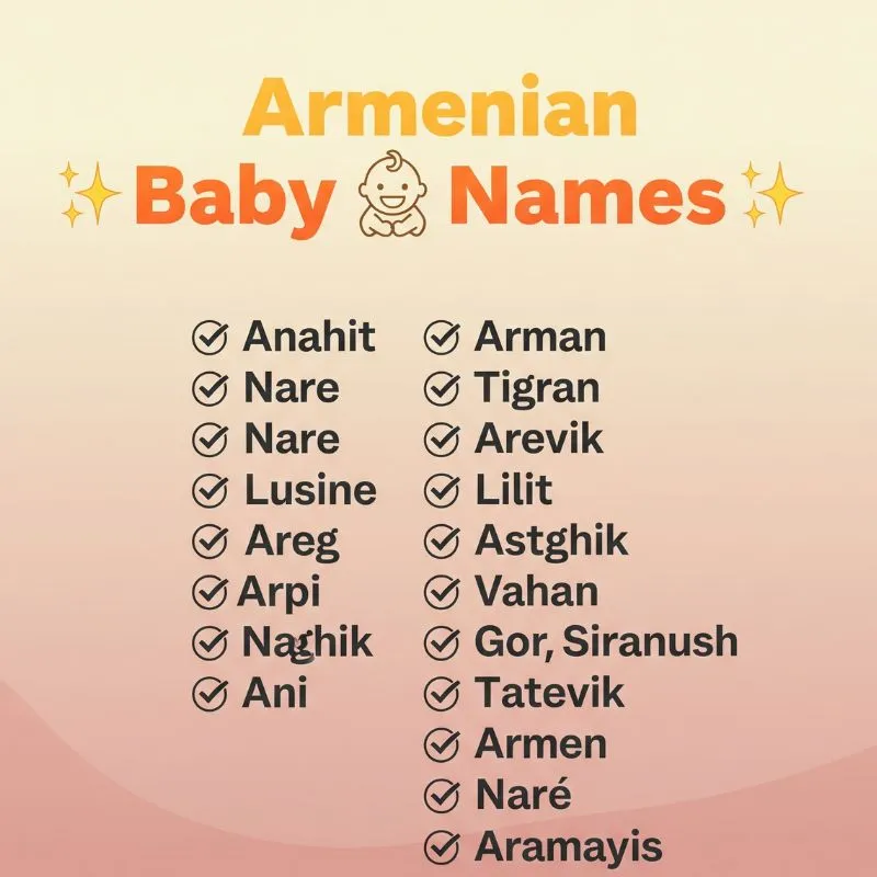 A crib decorated with Armenian symbols and a nameplate reading “Lusine”
