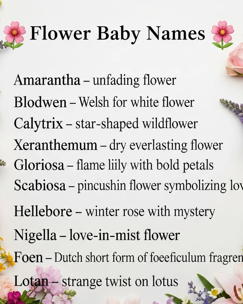A blooming garden representing unique flower baby names