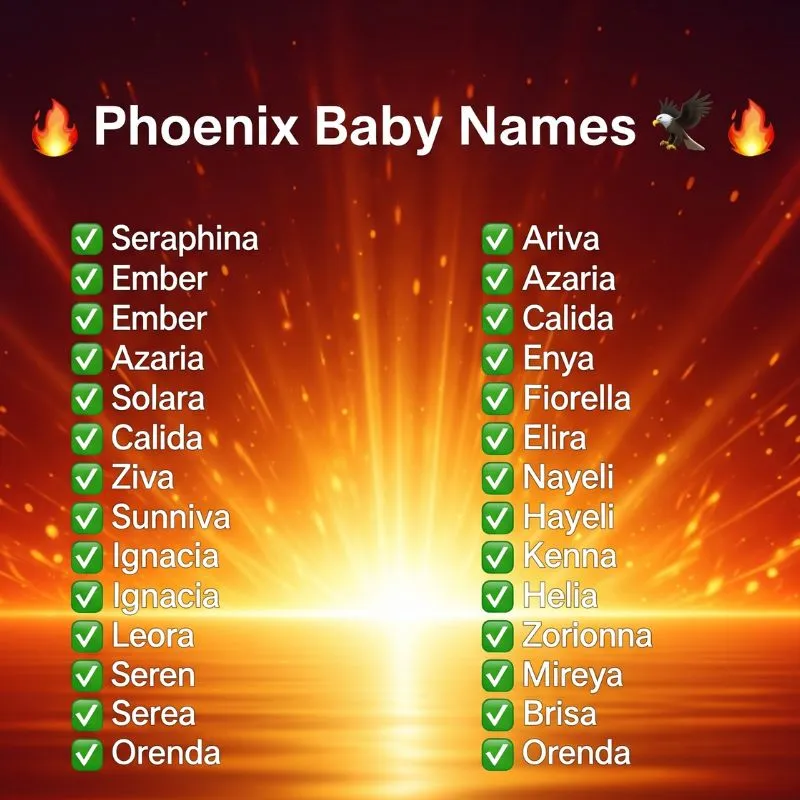 Inspirational baby name ideas inspired by the mythical phoenix bird known for rising from the ashes