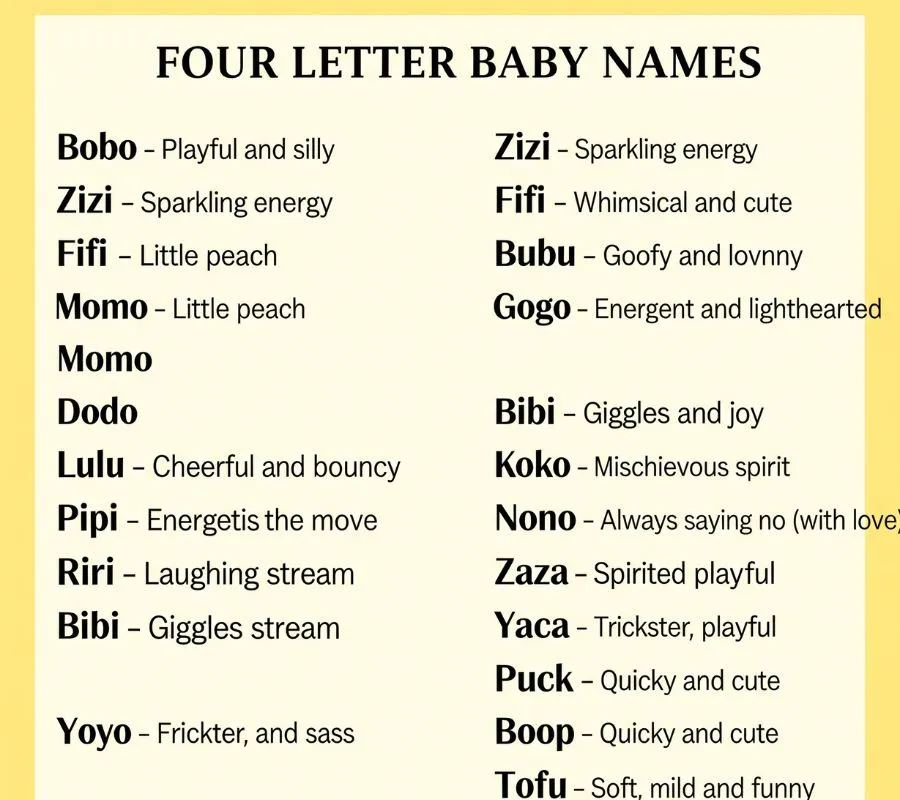 Chalkboard with four-letter baby boy names written in playful fonts